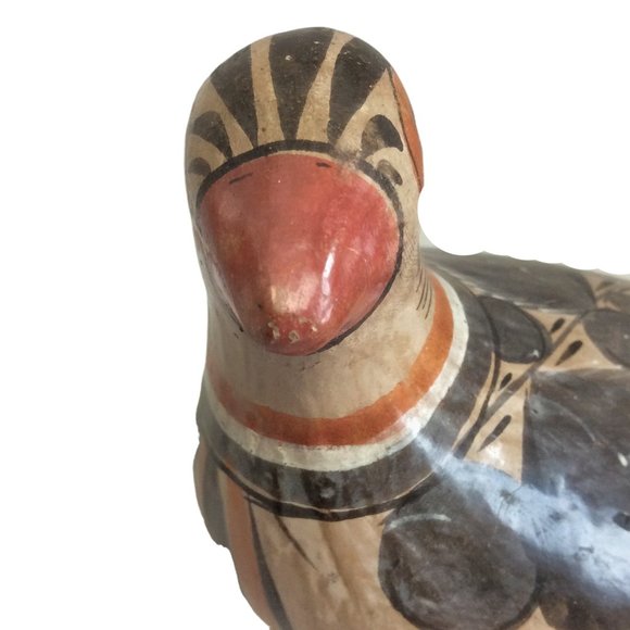 Mexican Pottery Tonala Bird Dove Partridge Colorful Hand Painted Folk Art - Picture 8 of 9